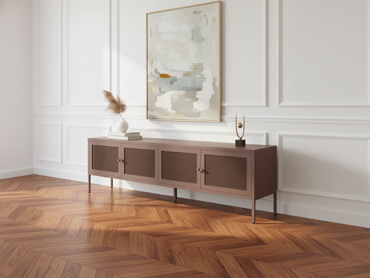 CLARA 4-deurs tv-meubel 160 cm metaal + CLARA 3-deurs dressoir 120 cm metaal limited edition