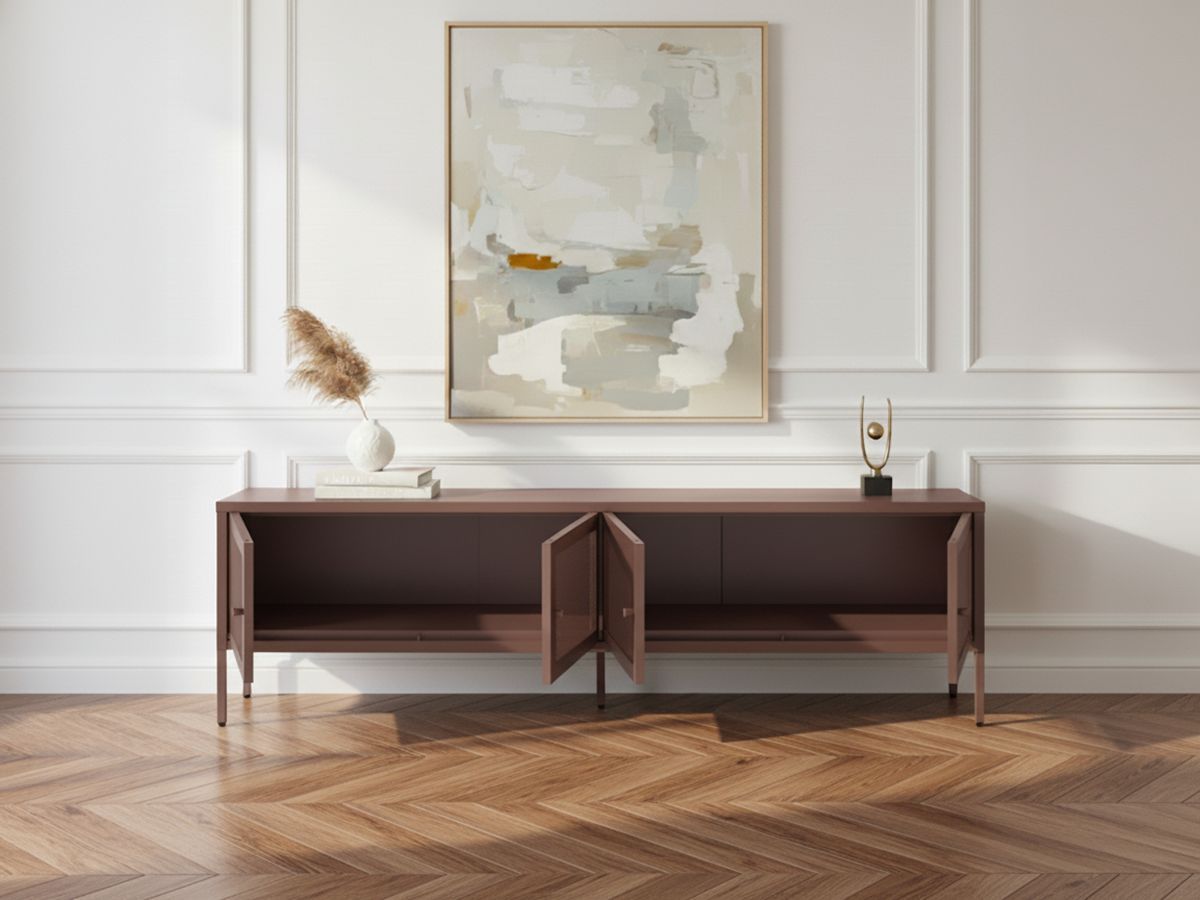 CLARA 4-deurs tv-meubel 160 cm metaal + CLARA 3-deurs dressoir 120 cm metaal limited edition