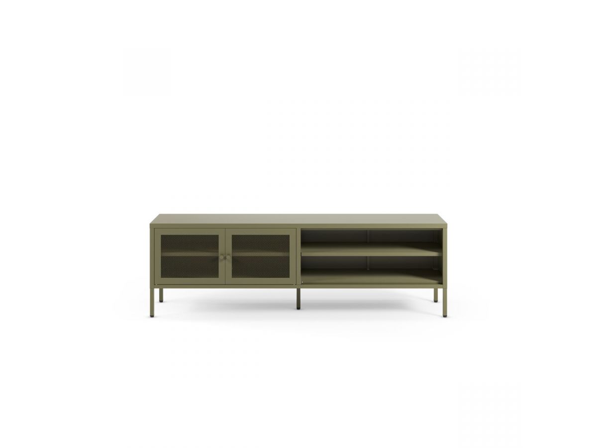 Meuble TV 2 portes 2 niches 160 cm CLARA métal + Buffet 2 portes 3 tiroirs 140 cm CLARA métal édition limitée