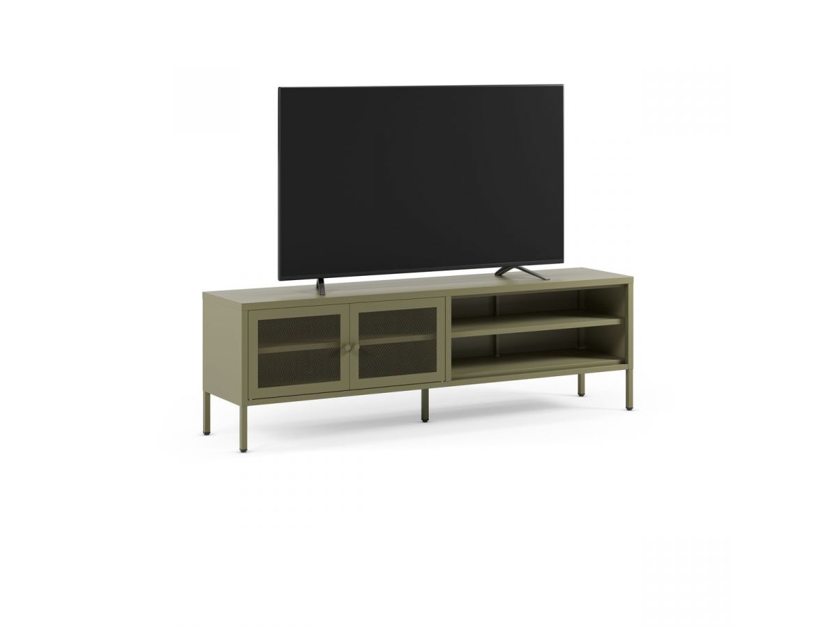 Meuble TV 2 portes 2 niches 160 cm CLARA métal + Buffet 2 portes 3 tiroirs 140 cm CLARA métal édition limitée