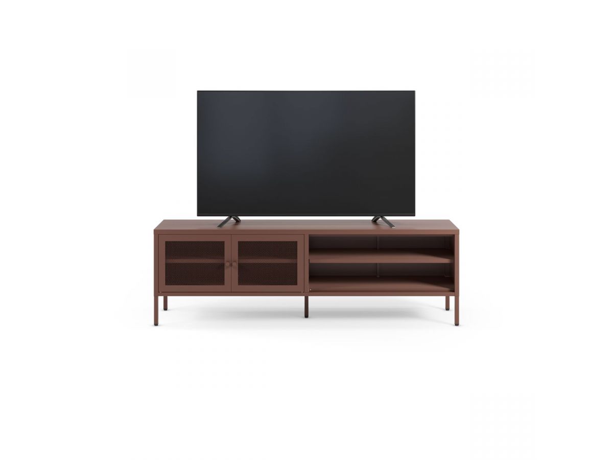 Meuble TV 2 portes 2 niches 160 cm CLARA métal + Buffet 2 portes 3 tiroirs 140 cm CLARA métal édition limitée