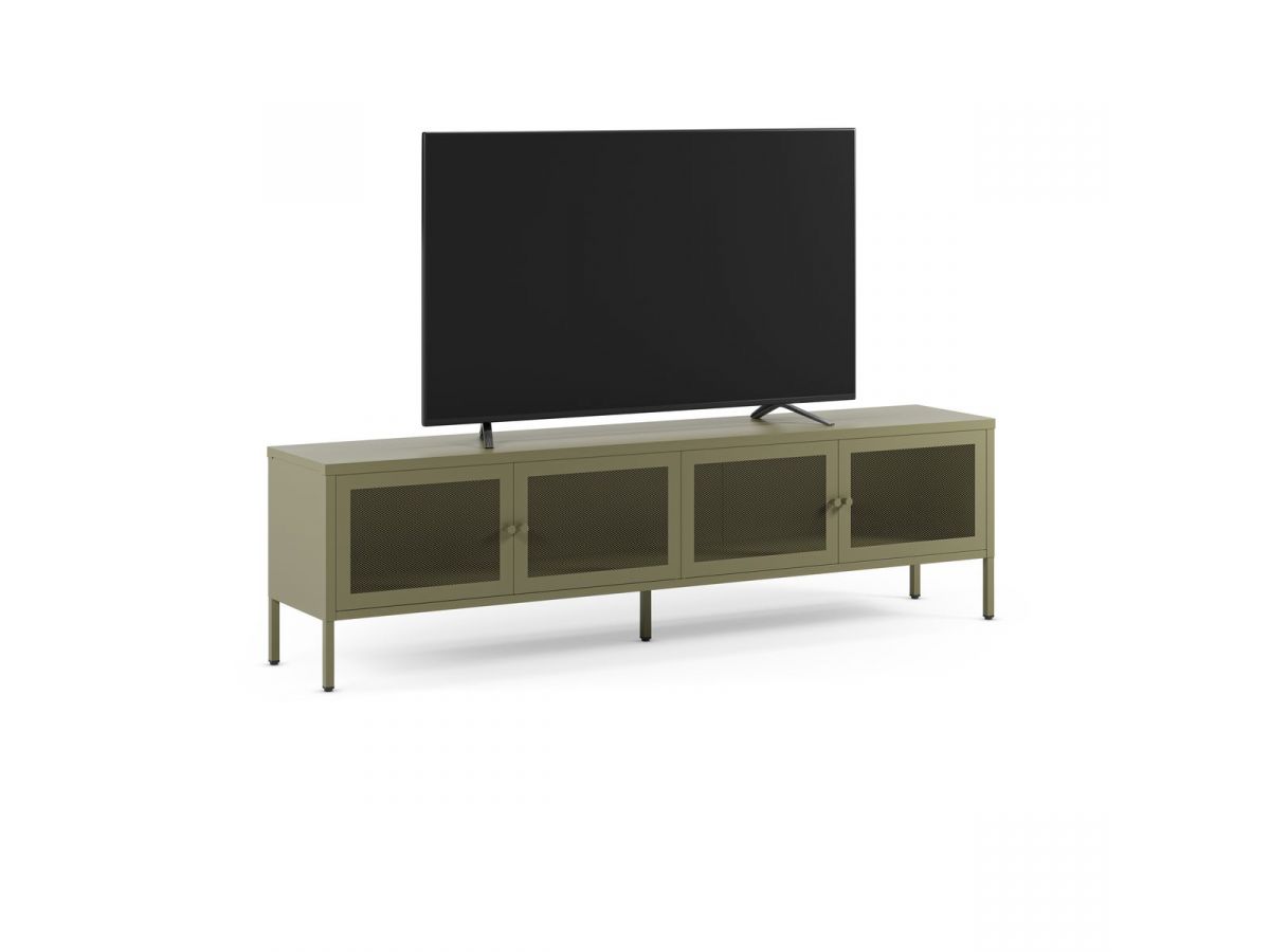 CLARA 4-deurs tv-meubel 160 cm metaal + CLARA 2-deurs hoog dressoir 70 cm metaal + CLARA 100 cm salontafel metaal limited edition