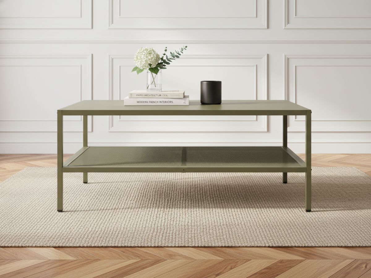 CLARA 4-deurs tv-meubel 160 cm metaal + CLARA 2-deurs hoog dressoir 70 cm metaal + CLARA 100 cm salontafel metaal limited edition