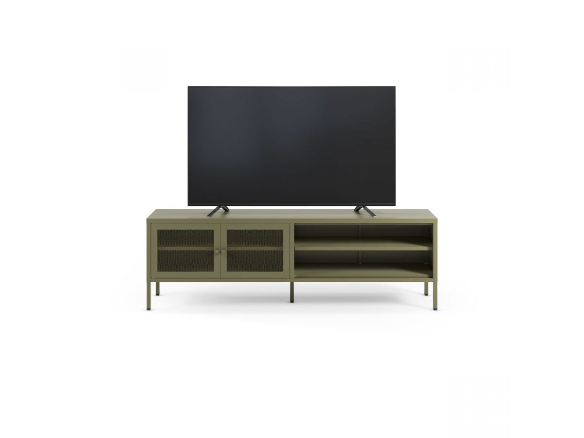 Meuble TV 2 portes 2 niches 160 cm CLARA métal édition limitée