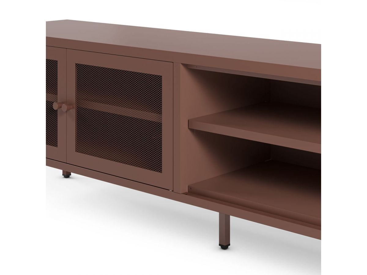 Meuble TV 2 portes 2 niches 160 cm CLARA métal édition limitée