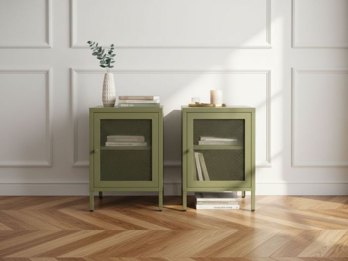 Lot de 2 table de chevet 1 porte CLARA métal