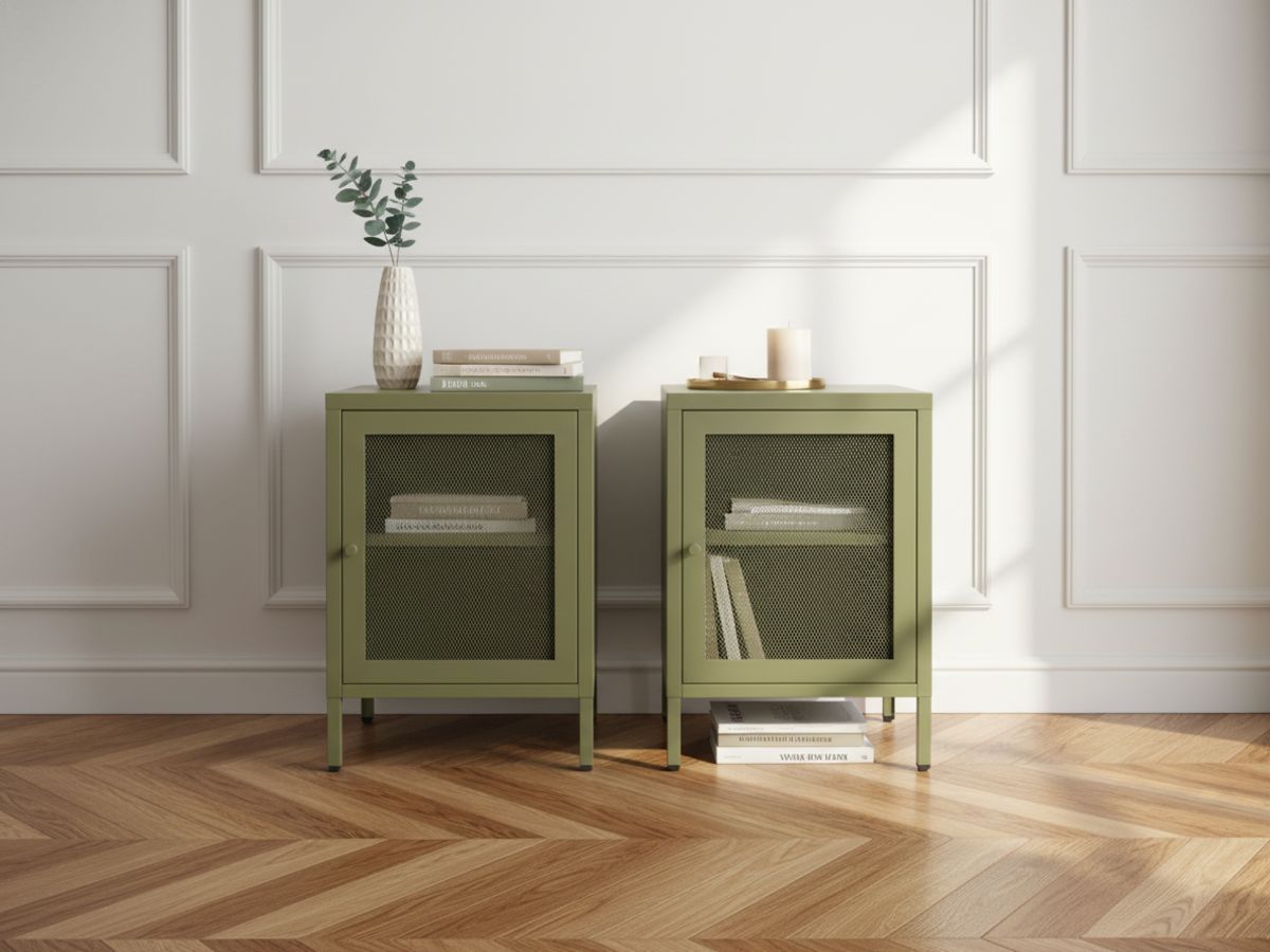 Lot de 2 chevets 1 porte CLARA métal édition limitée