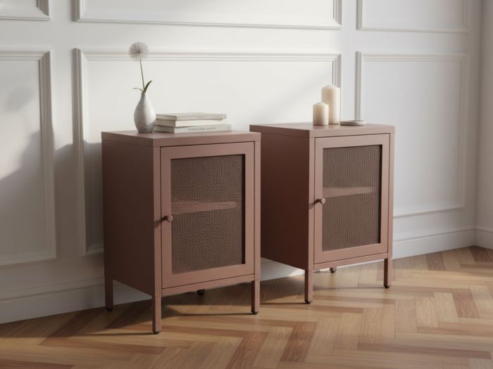 Lot de 2 chevets 1 porte CLARA métal édition limitée