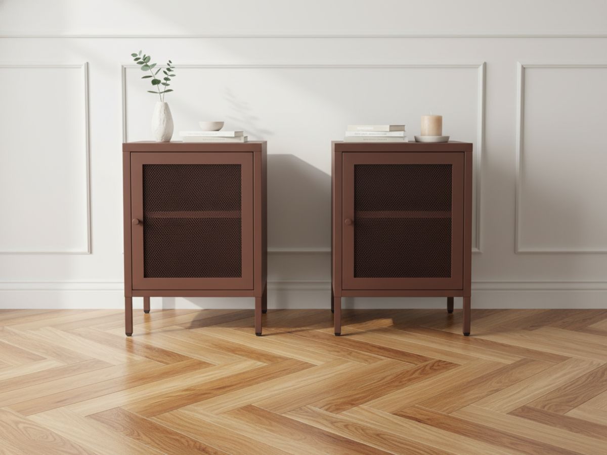 Lot de 2 chevets 1 porte CLARA métal édition limitée