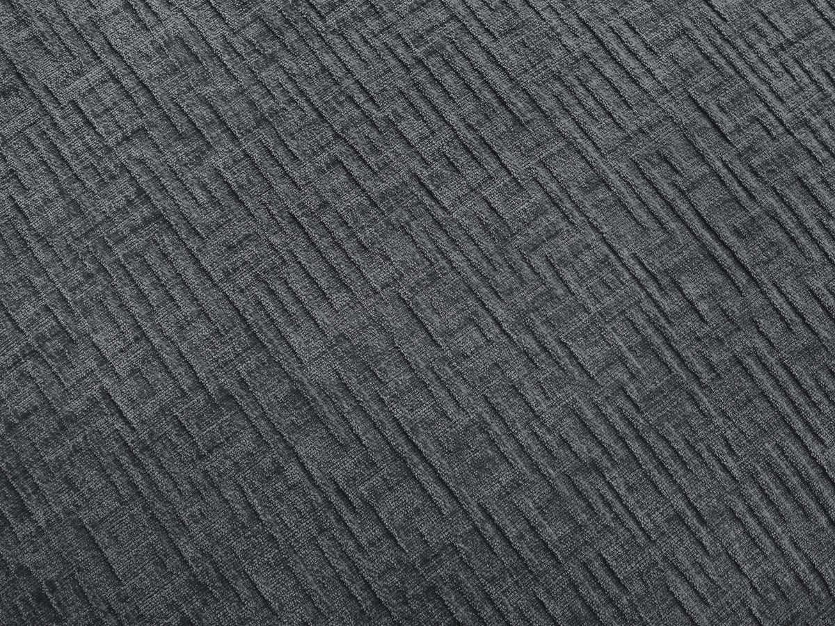 Canapé d'angle fixe modulable avec têtières JANA tissu texturé avec 2 chauffeuses, 1 angle et 2 poufs