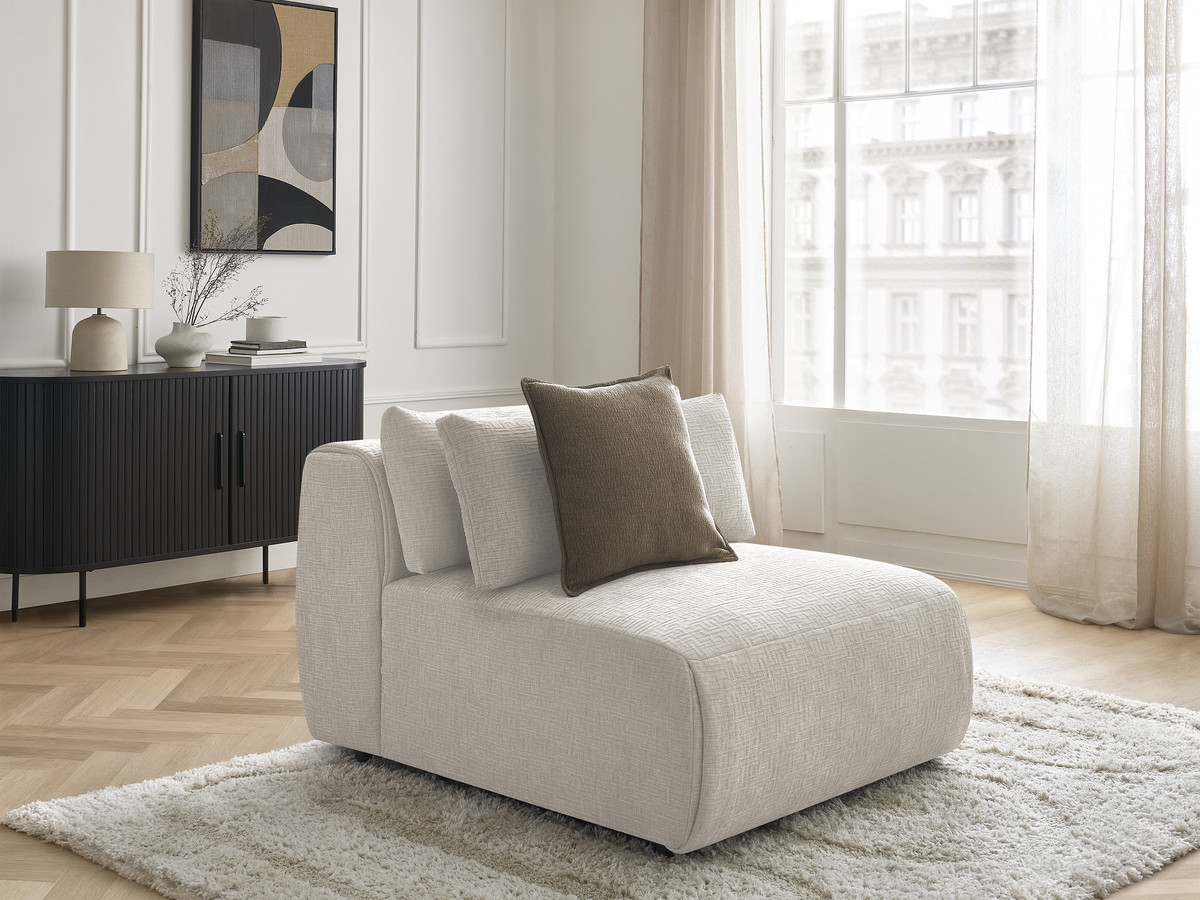 Chauffeuse 1 place avec têtière pour canapé modulable JANA texturé beige