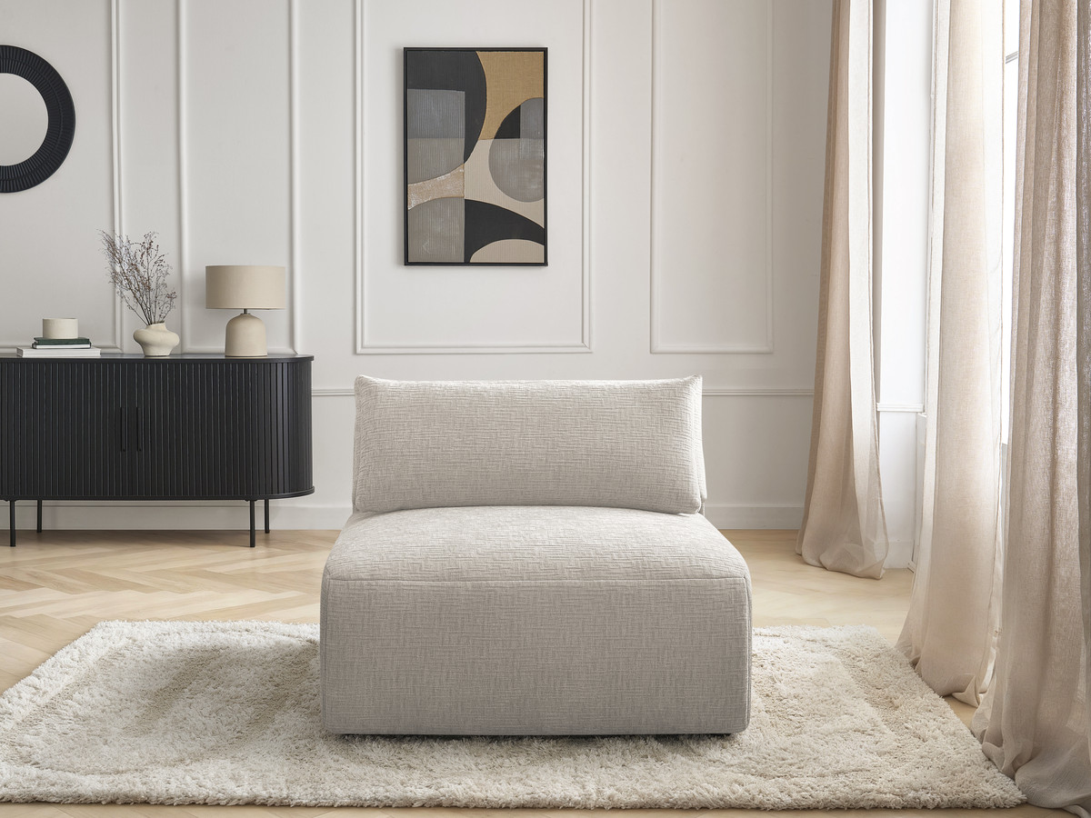 Chauffeuse 1 place avec têtière pour canapé modulable JANA texturé beige — vue 5