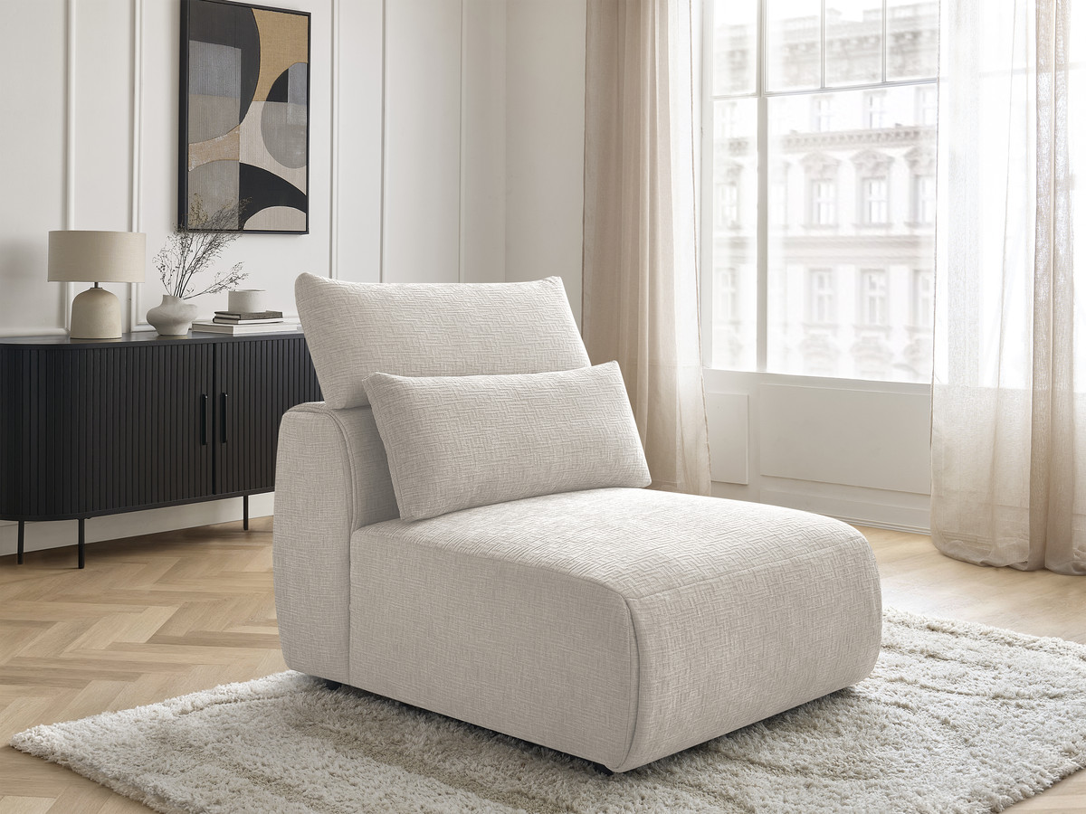 Chauffeuse 1 place avec têtière pour canapé modulable JANA texturé beige — vue 6