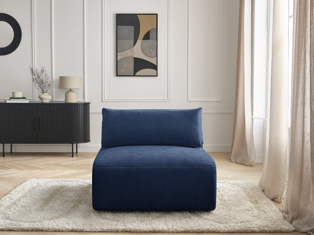 Chauffeuse 1 place avec têtière pour canapé modulable JANA texturé bleu foncé — vue 5