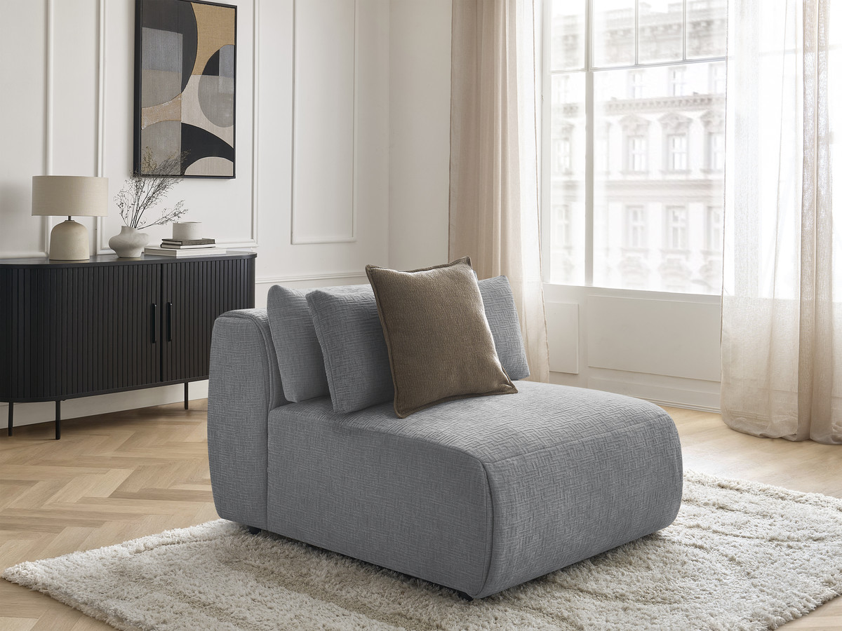 Chauffeuse 1 place avec têtière pour canapé modulable JANA texturé gris foncé