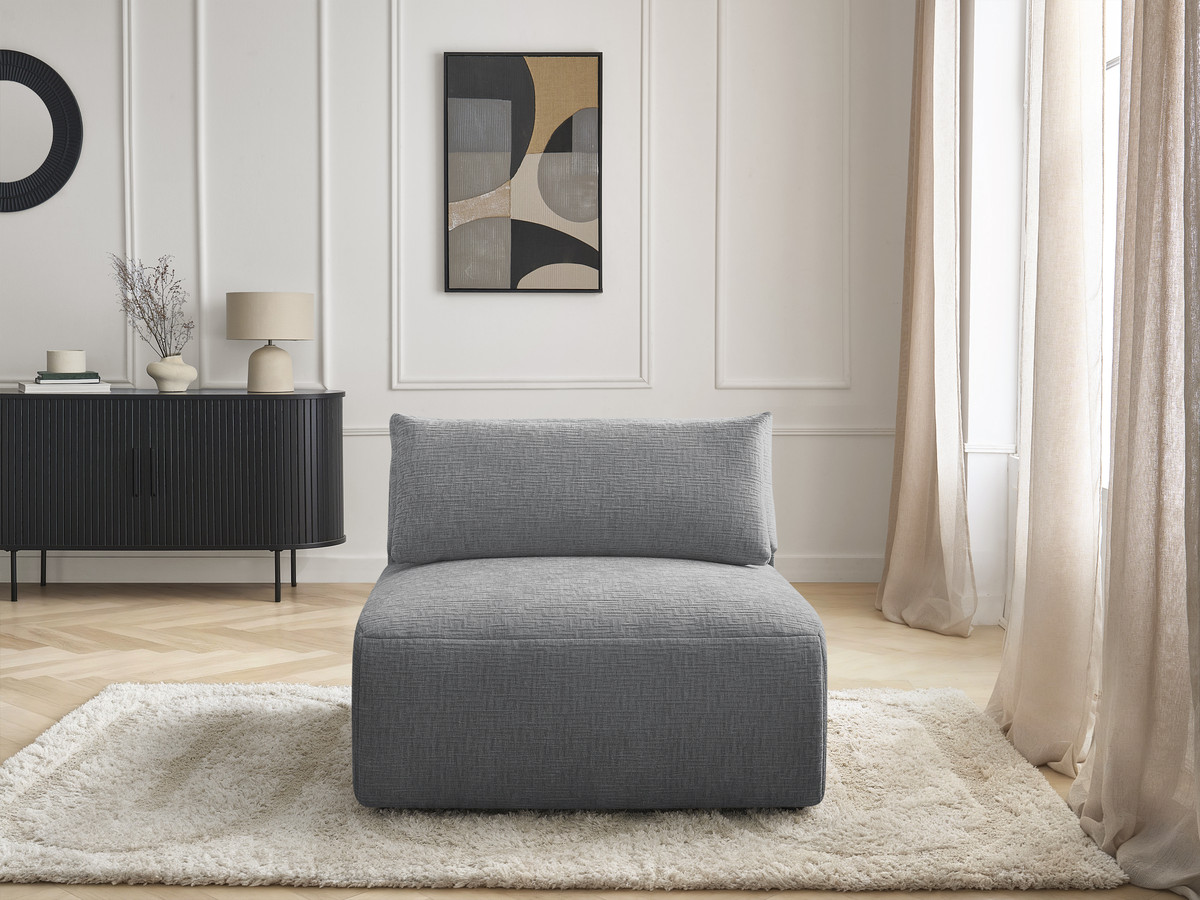 Chauffeuse 1 place avec têtière pour canapé modulable JANA texturé gris foncé — vue 5