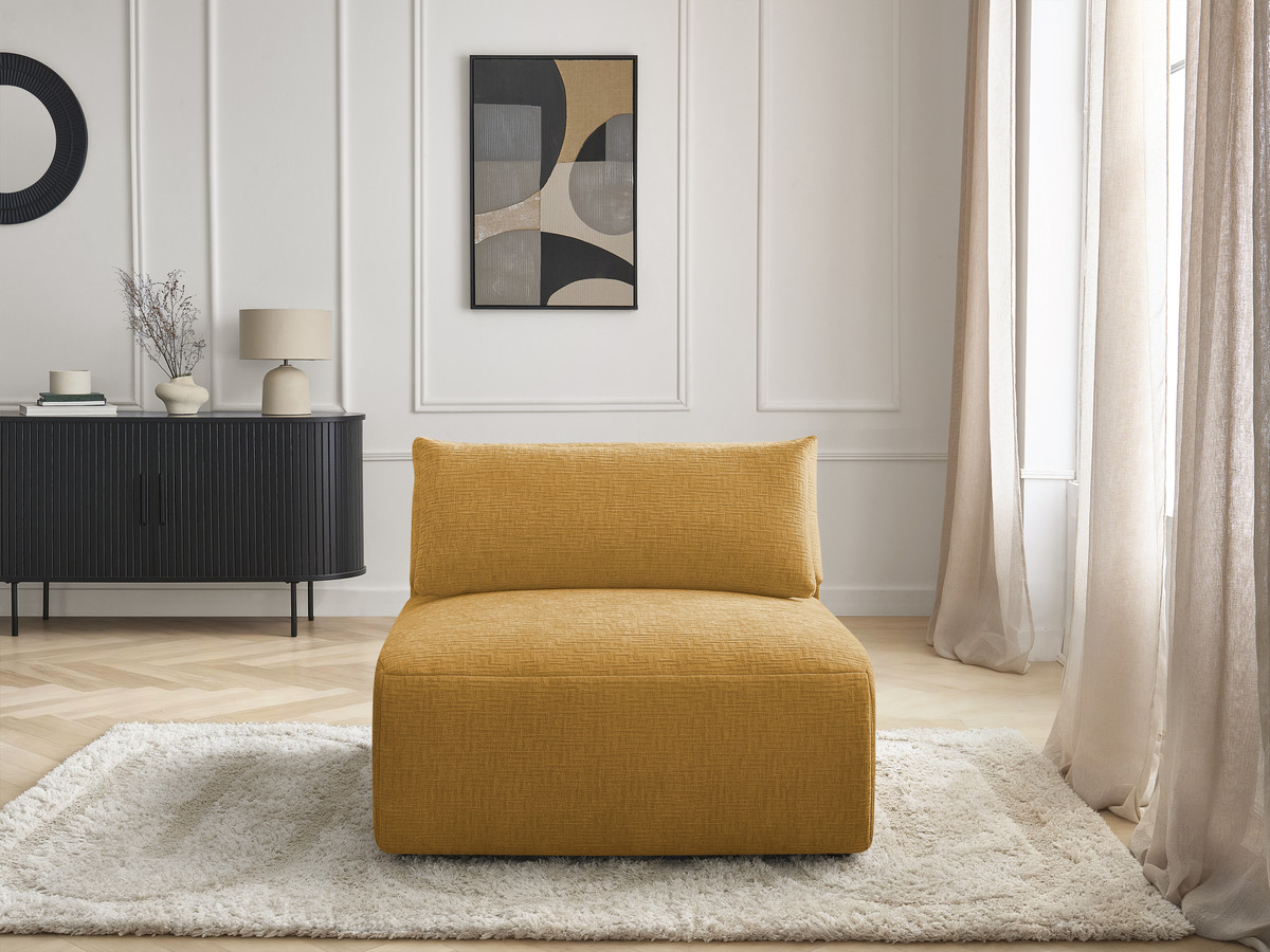 Chauffeuse 1 place avec têtière pour canapé modulable JANA texturé jaune — vue 5