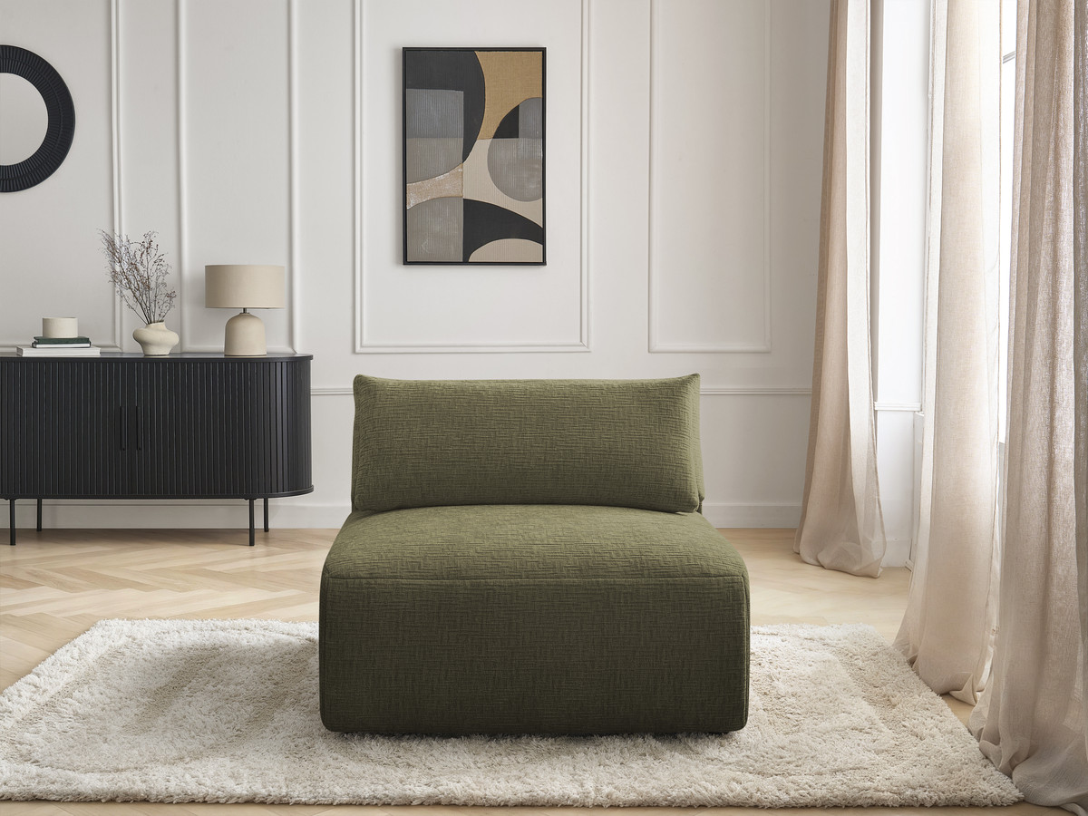 Chauffeuse 1 place avec têtière pour canapé modulable JANA texturé vert — vue 5