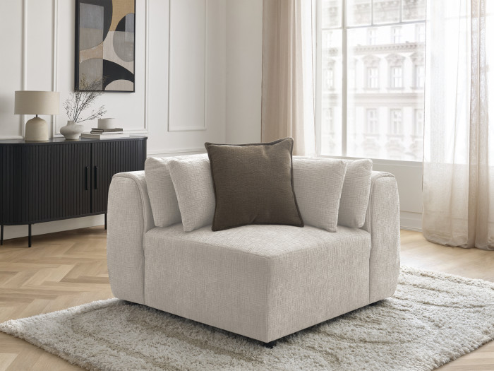 Angle avec têtière pour canapé modulable JANA tissu texturé