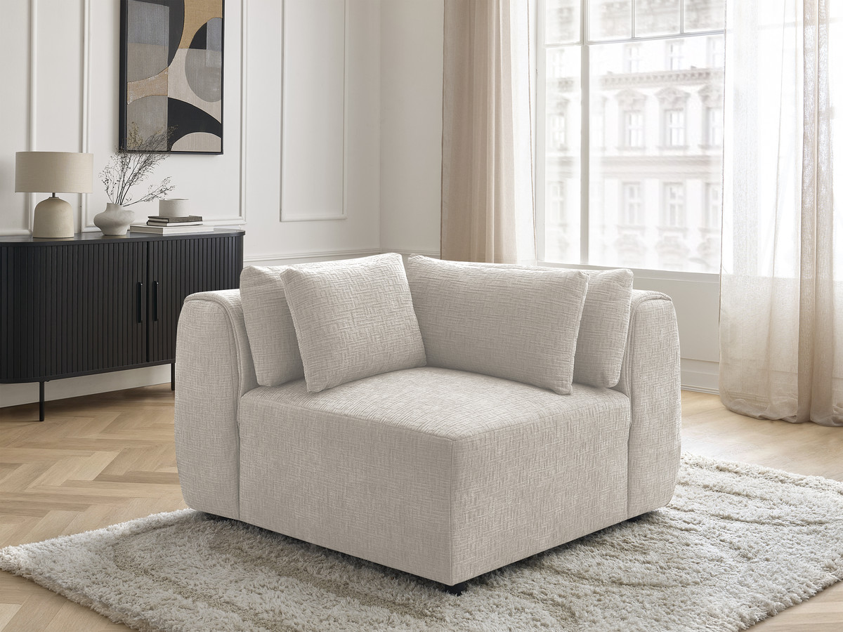 Angle avec têtière pour canapé modulable JANA texturé beige — vue 5