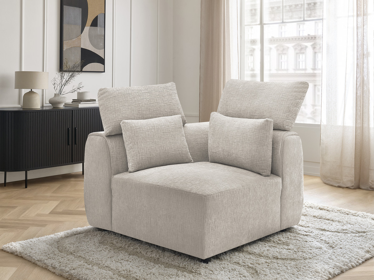 Angle avec têtière pour canapé modulable JANA texturé beige — vue 6