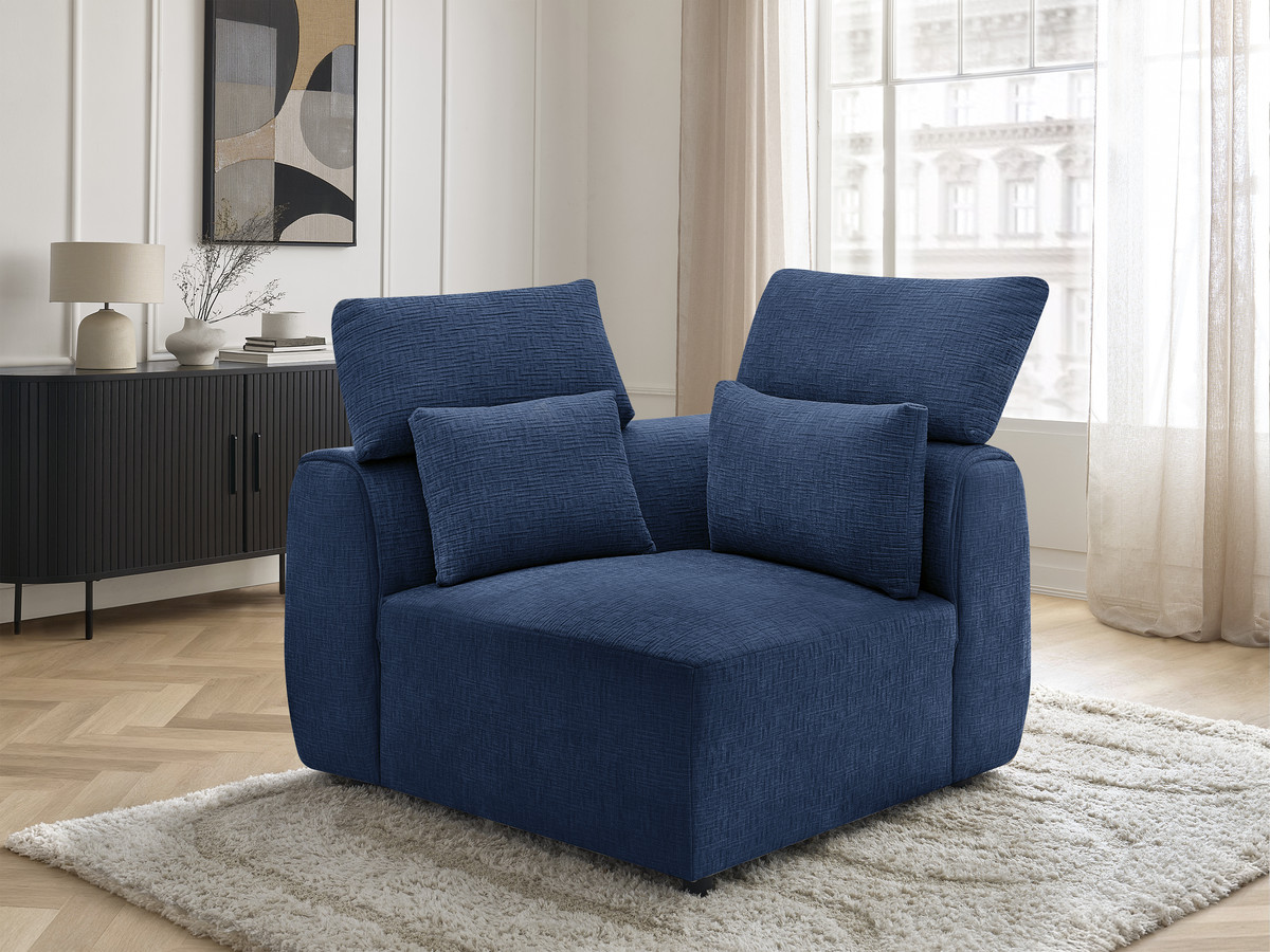 Angle avec têtière pour canapé modulable JANA texturé bleu foncé — vue 6