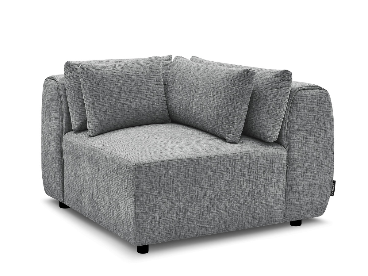 hoek met hoofdsteun voor modulaire bank jana, structuurstof gekleurd donkergrijs