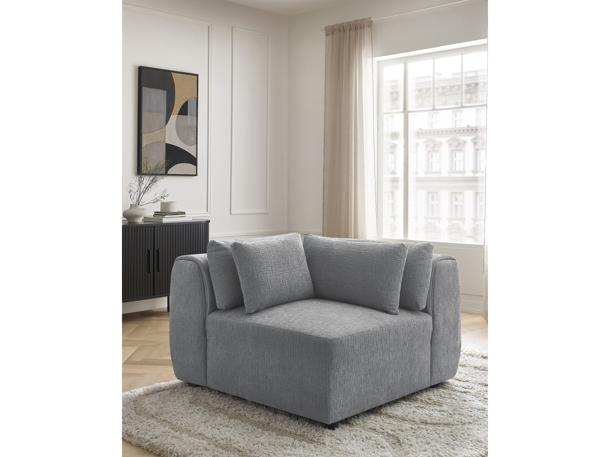 Angle avec têtière pour canapé modulable JANA texturé gris foncé — vue 5