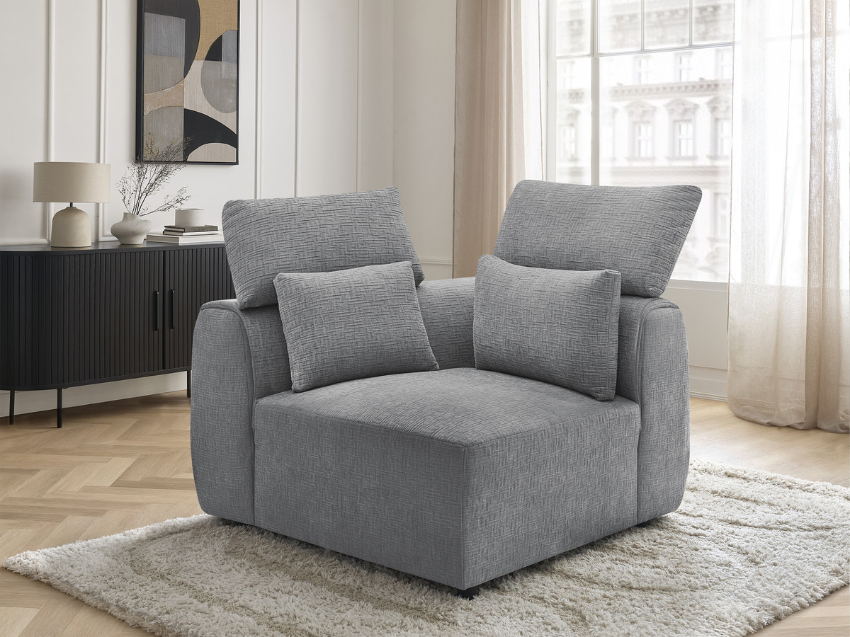 Angle avec têtière pour canapé modulable JANA texturé gris foncé — vue 6