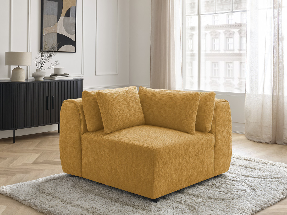Angle avec têtière pour canapé modulable JANA texturé jaune — vue 5