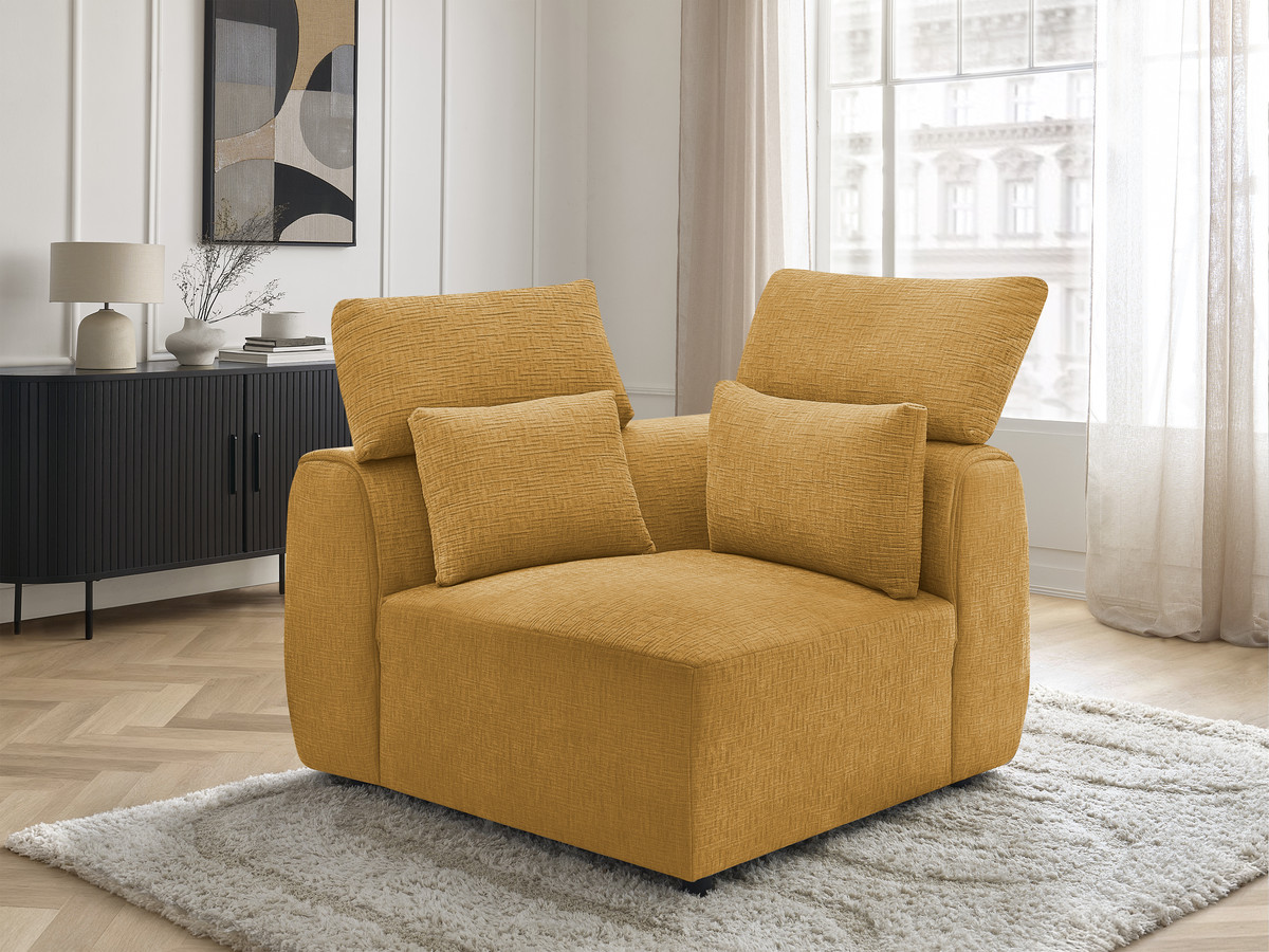 Angle avec têtière pour canapé modulable JANA texturé jaune — vue 6