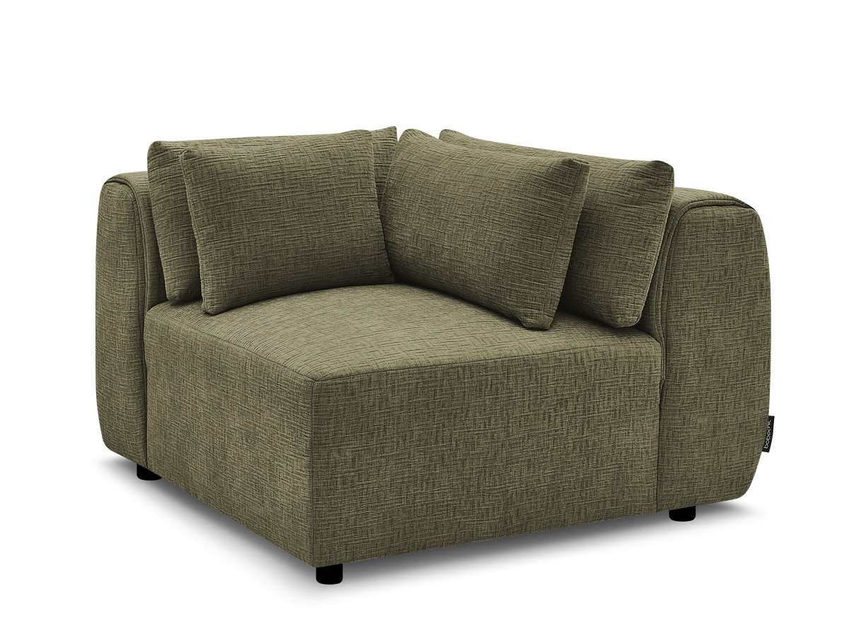 hoek met hoofdsteun voor modulaire bank jana, structuurstof gekleurd groente