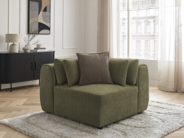 Angle avec têtière pour canapé modulable JANA tissu texturé