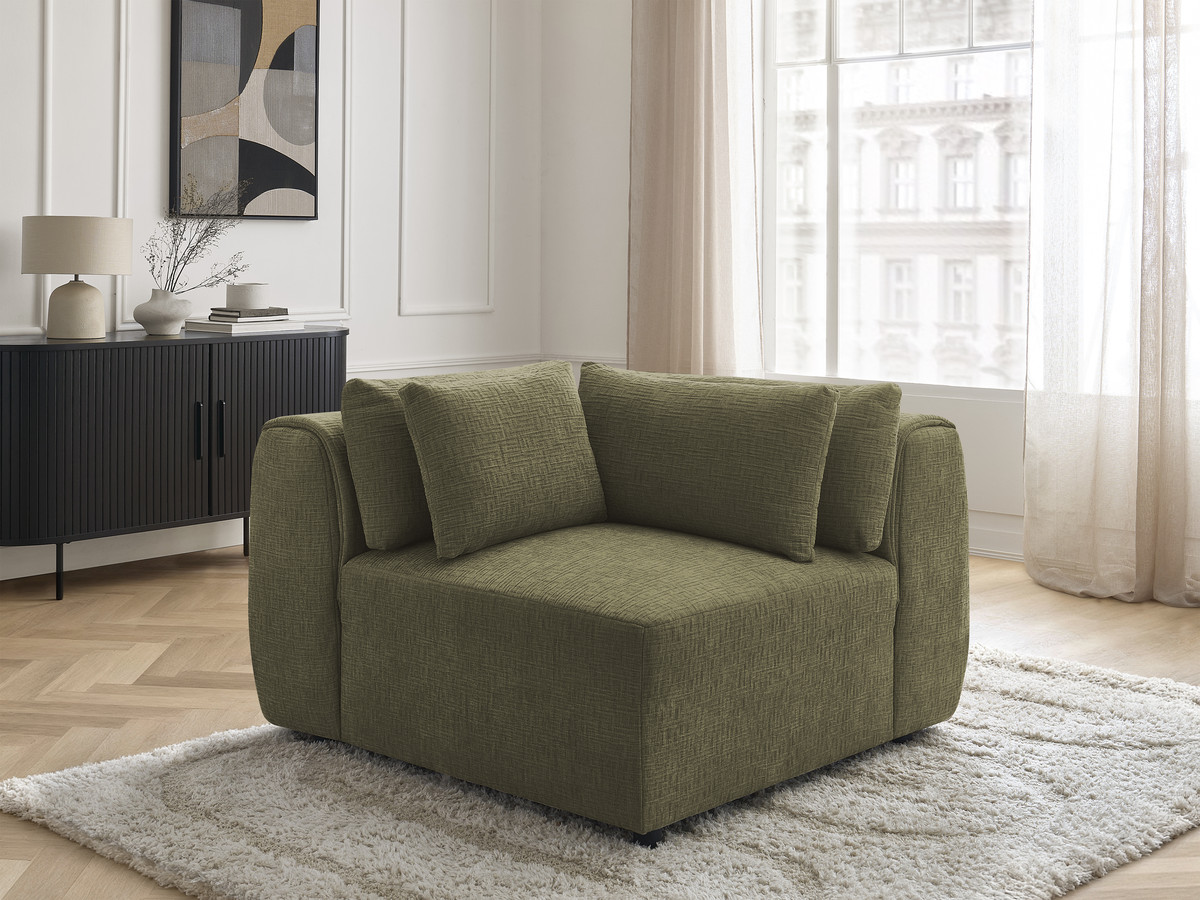 Angle avec têtière pour canapé modulable JANA texturé vert — vue 5