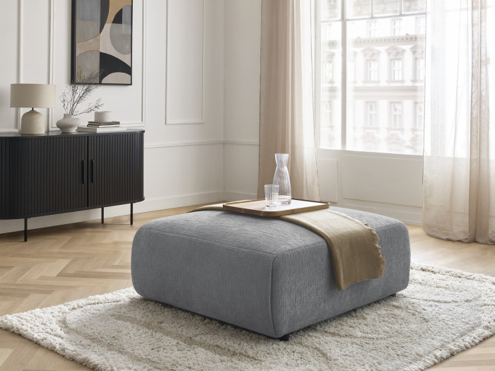 Pouf grand avec têtière JANA tissu texturé