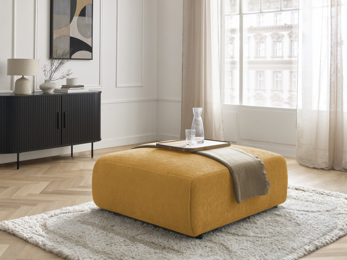 Pouf grand avec têtière JANA tissu texturé