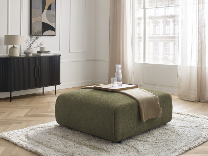 Pouf grand avec têtière JANA tissu texturé