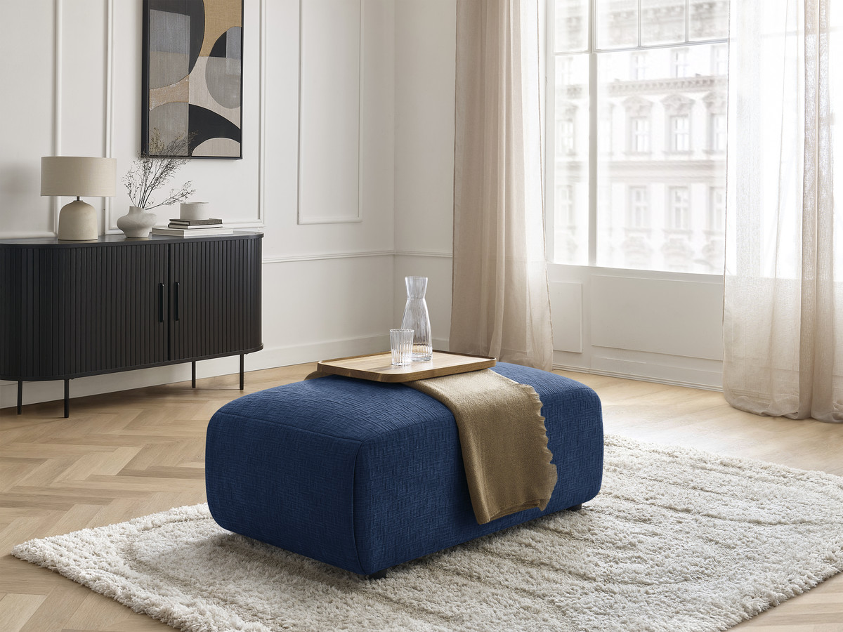 Pouf petit JANA texturé bleu foncé