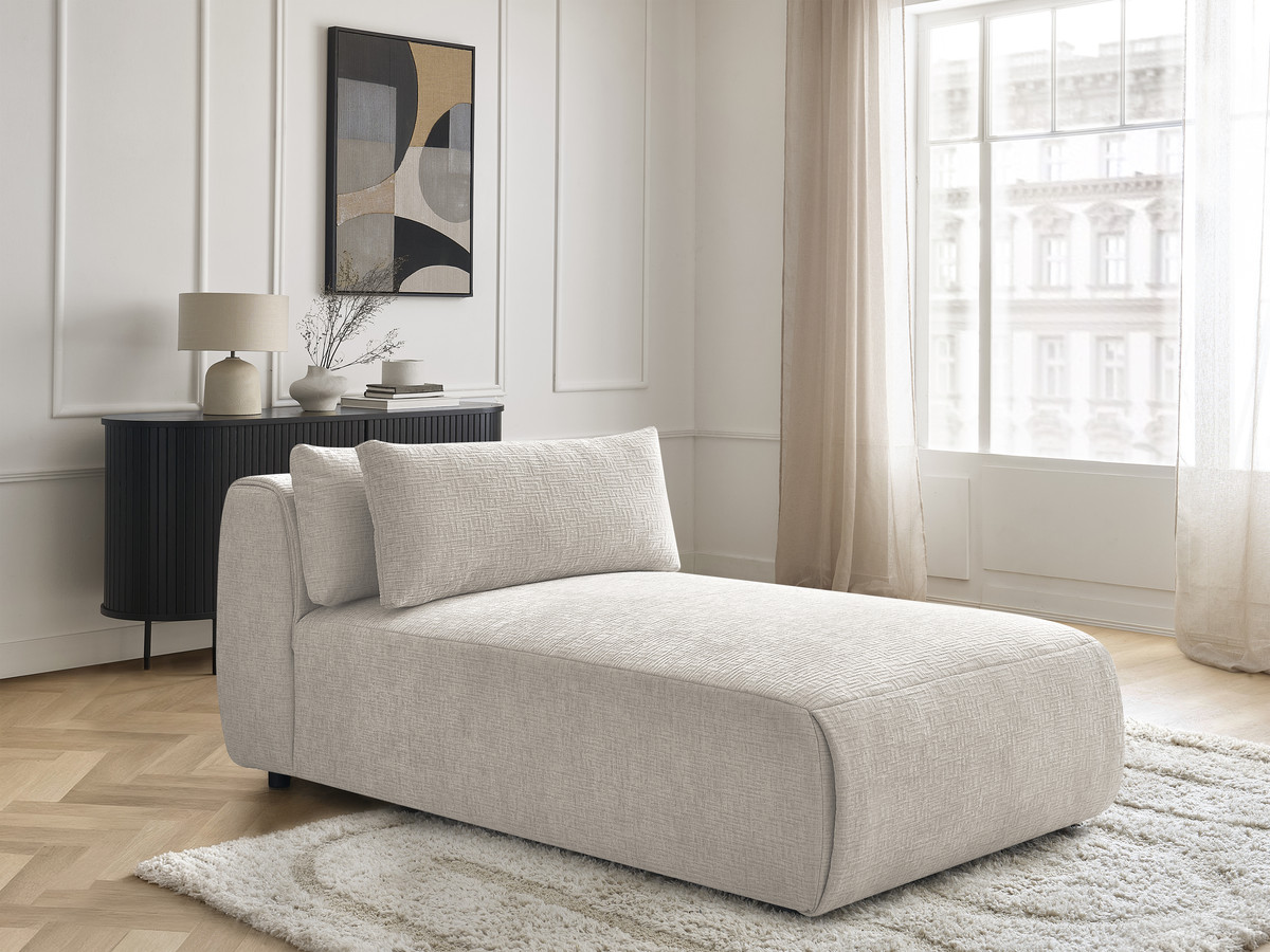 Chaise longue met hoofdsteun voor modulaire bank JANA, structuurstof