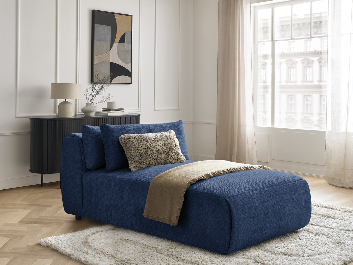 Méridienne avec têtière pour canapé modulable JANA texturé bleu foncé