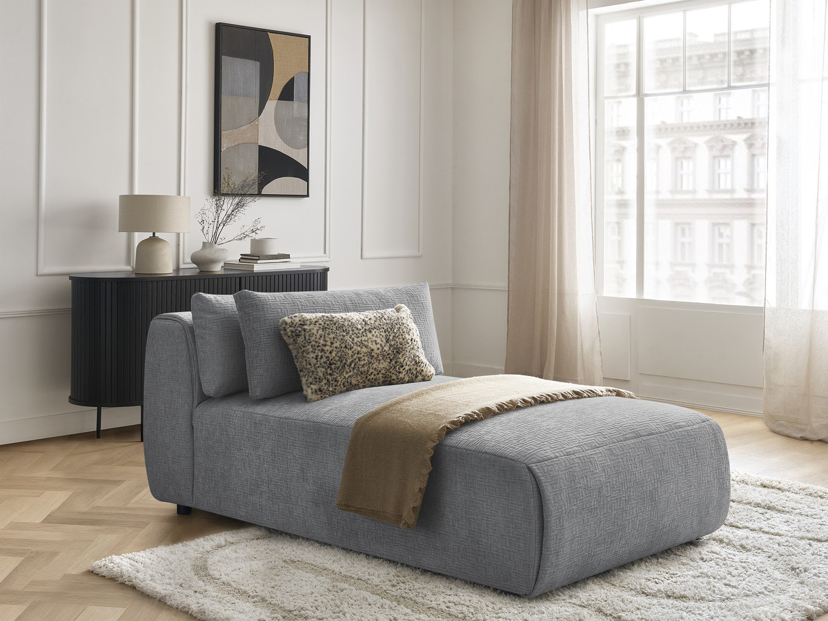 Chaise longue met hoofdsteun voor modulaire bank JANA, structuurstof