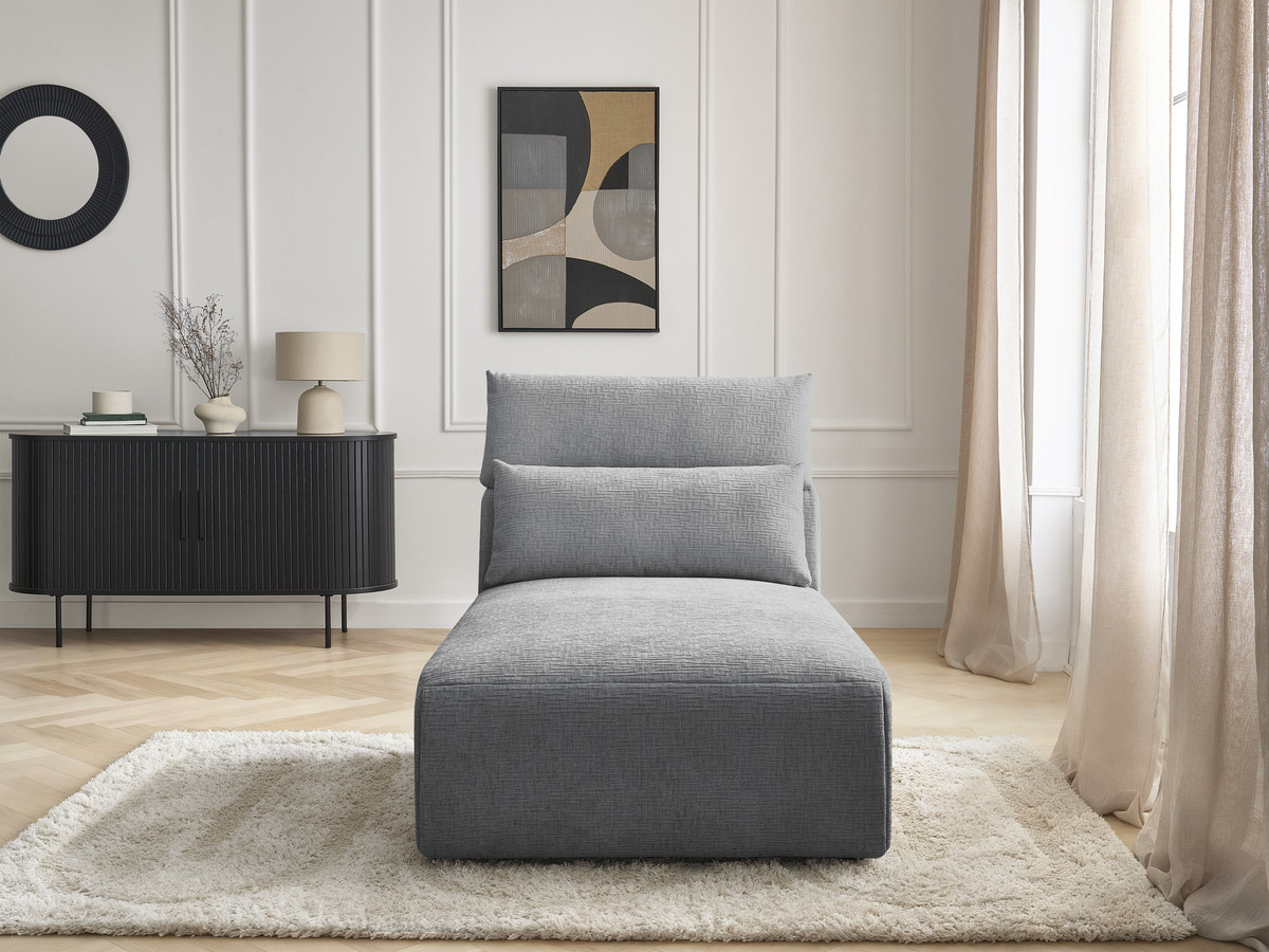 Chaise longue met hoofdsteun voor modulaire bank JANA, structuurstof