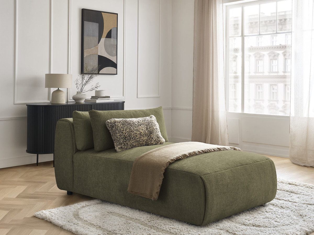 Chaise longue met hoofdsteun voor modulaire bank JANA, structuurstof