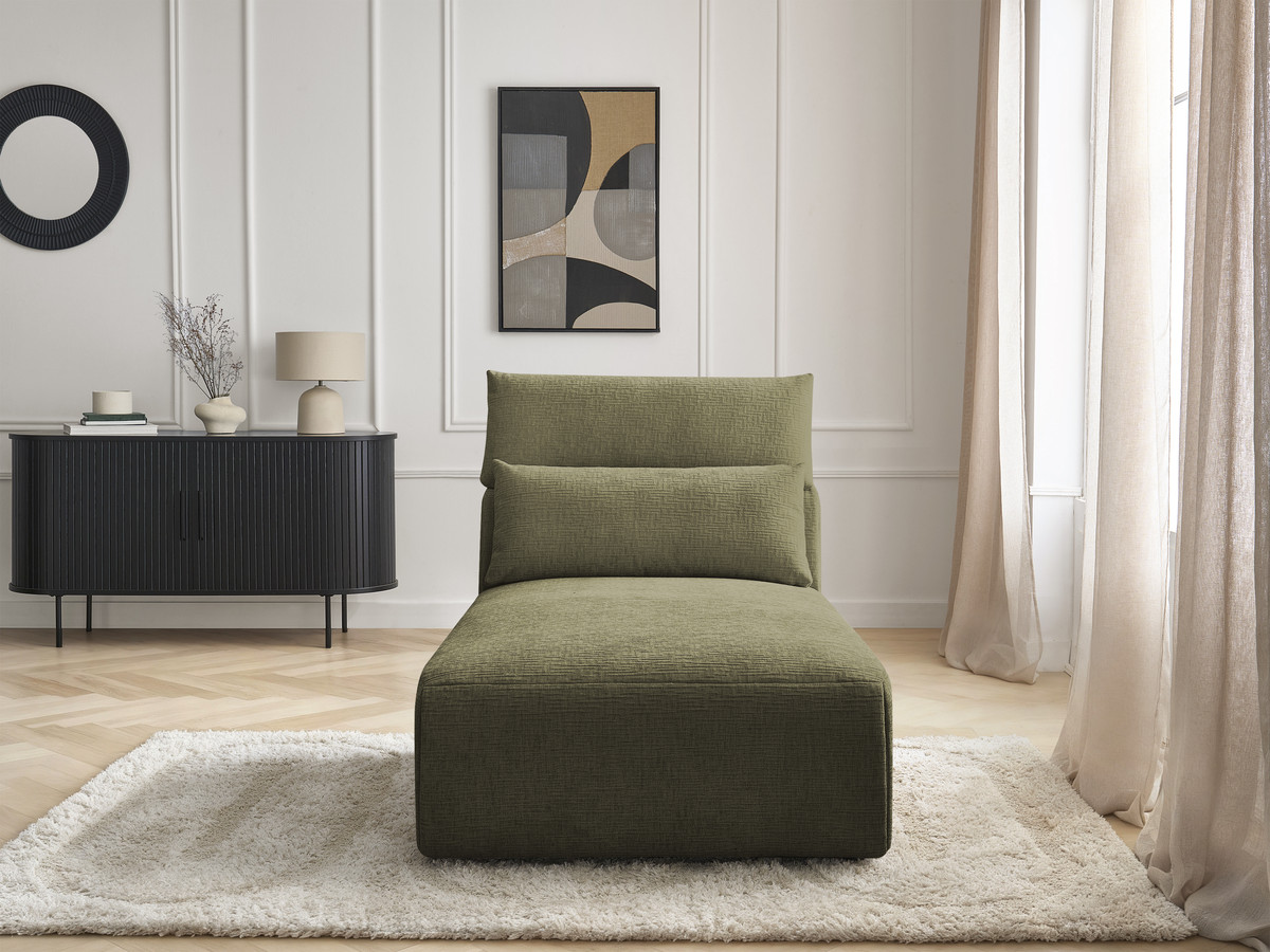 Chaise longue met hoofdsteun voor modulaire bank JANA, structuurstof