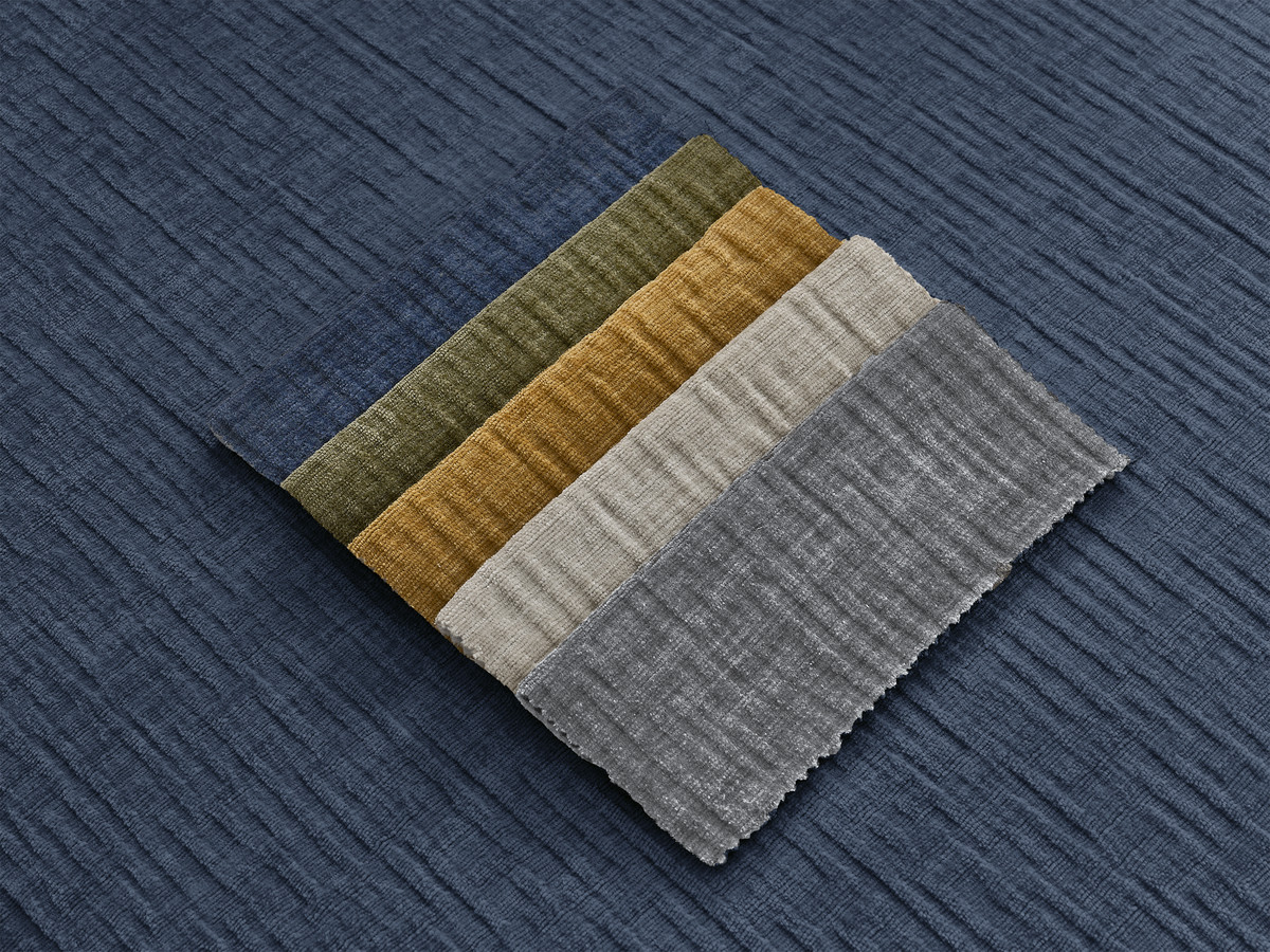 Canapé panoramique modulable avec têtières JANA texturé bleu foncé — vue 4