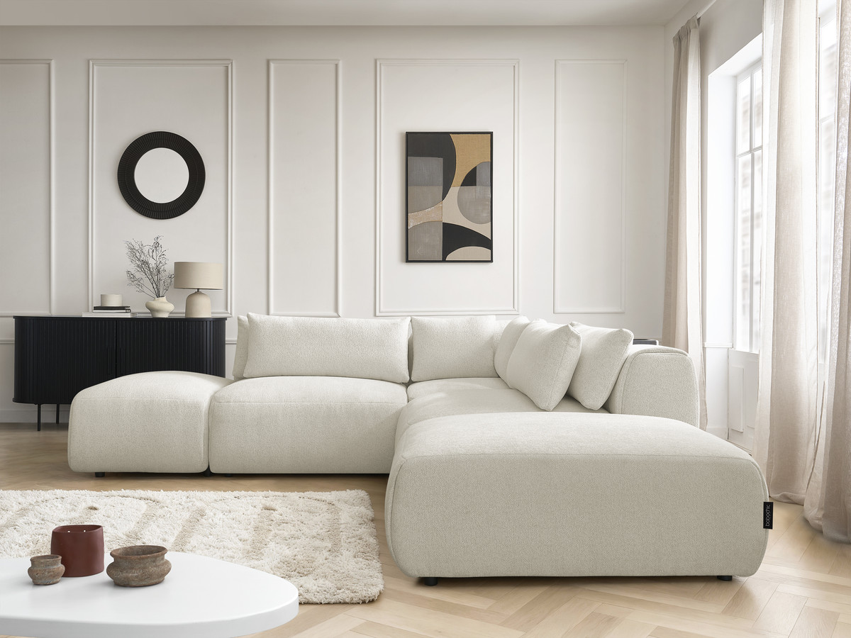 Canapé d'angle modulable avec têtières JANA chiné blanc — vue 5