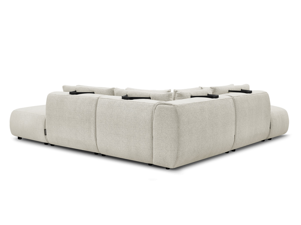 Modulaire vaste hoekbank met hoofdsteunen JANA gemêleerde stof met 2 fauteuils, 1 hoekelement en 2 poefs