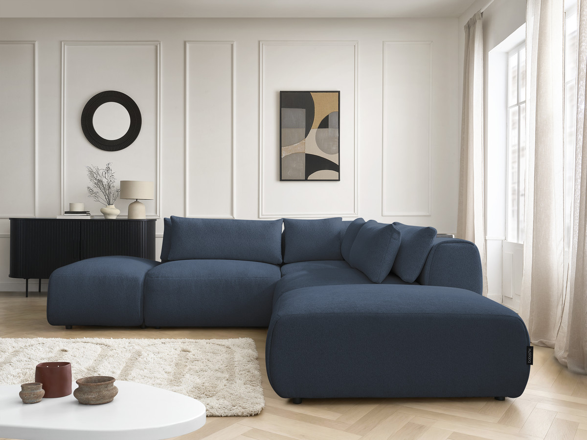 Canapé d'angle modulable avec têtières JANA chiné bleu — vue 5
