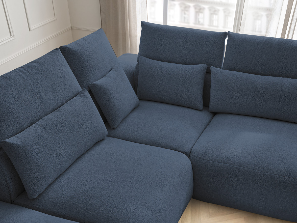 Modulaire vaste hoekbank met hoofdsteunen JANA gemêleerde stof met 2 fauteuils, 1 hoekelement en 2 poefs