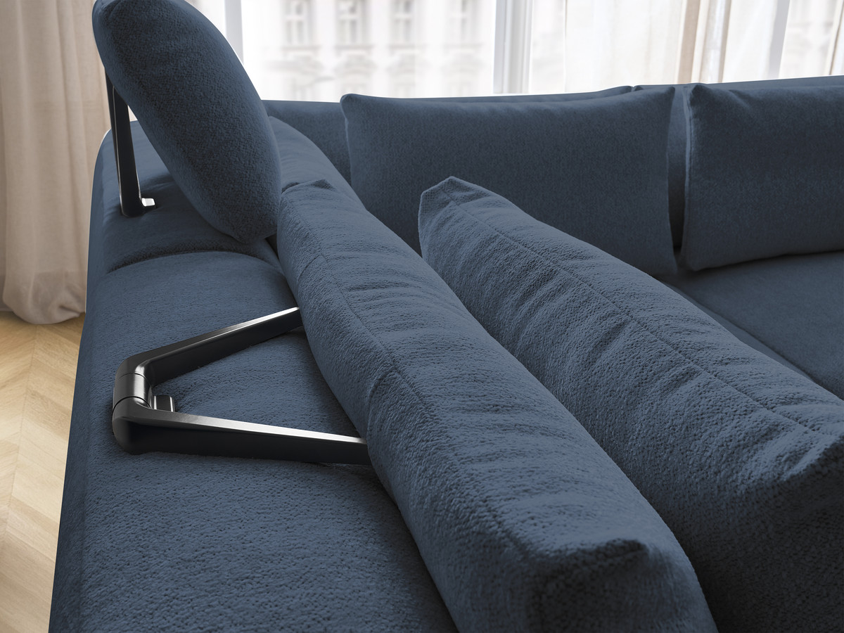 Modulaire vaste hoekbank met hoofdsteunen JANA gemêleerde stof met 2 fauteuils, 1 hoekelement en 2 poefs